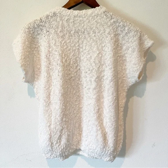 Vintage Donagain Short Sleeve Sweater Floral Appliqué Front Popcorn Texture - Picture 8 of 8